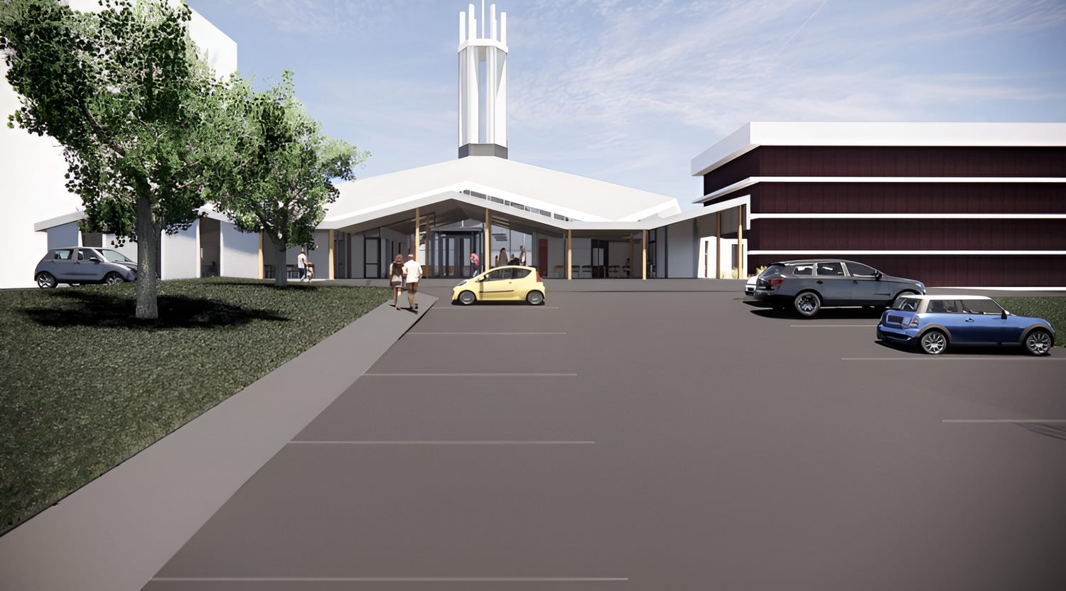 Architectural render of the proposed parish centre on Powderham Street